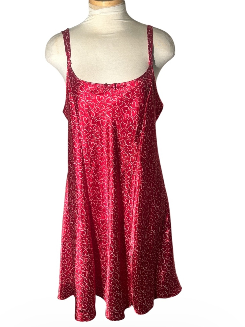 Morgan Taylor Intimates Red Heart Print Slip Dress Size Extra Large